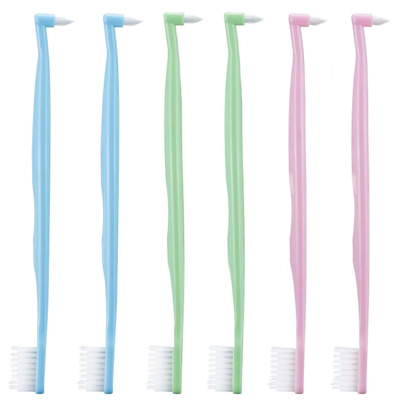 Single Tufted Tapered Toothbrush,6PCS Double Ended Interdental Brushes,Orthodontic Toothbrushes,V-Trim Bristles Toothbrushes for Braces for Dental Cleaning for Sensitive Gums Deep Cleaning(Multicolor)